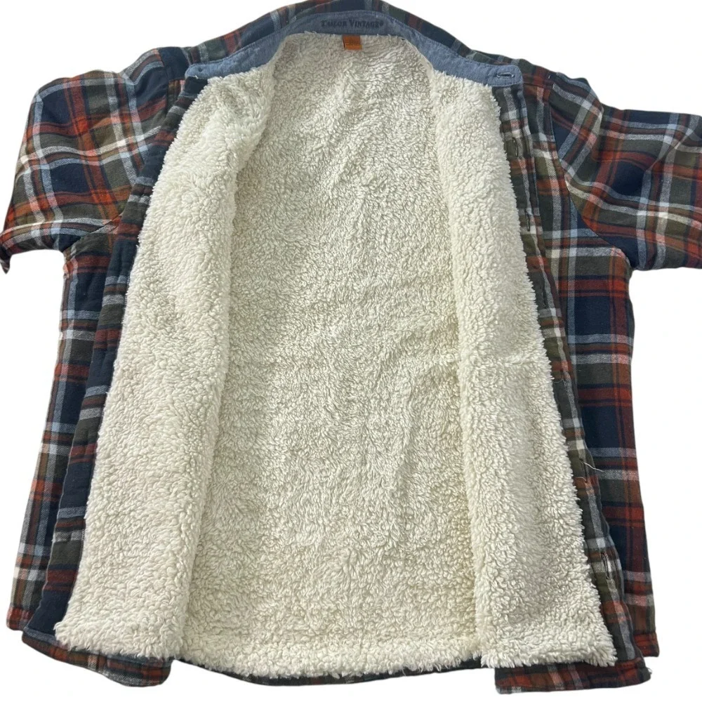 Tailor Vintage Womens L Flannel Shacket Sherpa Lined‎ Button Front Outdoor